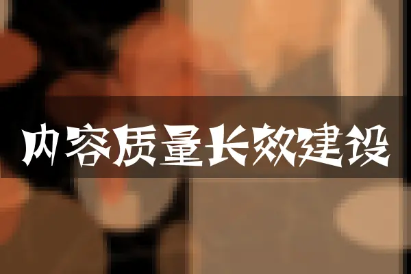 内容质量长效建设